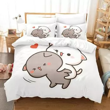 Cute Animal Cute Pet Three-Piece 3D Digital Printing Quilt Cover Pillowcase Bedding 90*190