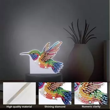 Cute Animal DIY Diamond Painting Table Lamp with Tools 5D DIY Diamond Painting LED Light for Bedroom Living Room Home Office