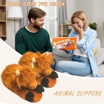 Cute animal home cotton shoes winter velvet thickened non-slip warm indoor slippers