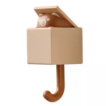 Cute Animal Hook Adhesive Wall Mount Cartoon Hook 3.3lb Bearing Capacity Coat Hook Multipurpose Key кофейный