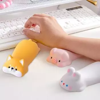 Милая подставка для запястья в виде мыши в виде животного, эргономичная, обезболивающая, нескользящая, для кошек, свиней, кроликов, собак, компьютерная мышь, подушка для поддержки запястья, аксессуары для ПК розовый