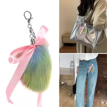 Cute Animal Tail Keychain Plush Key Rings Cosplay Furs Toy Car Charm Practical Pendant for Handbags and Backpacks 3