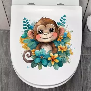 Милые наклейки на стену с изображением животных, обезьяны, коровы, собаки, лошади, наклейки для ванной комнаты, туалета, украшения, водонепроницаемые 30x30cm