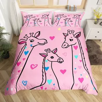 Cute Animals Duvet Cover Bear Hedgehog Bedding Set For Kids Boys Girls Pumpkin Mushroom Leaf Comforter Cover Autumn Quilt Cover EU single(135x200cm)