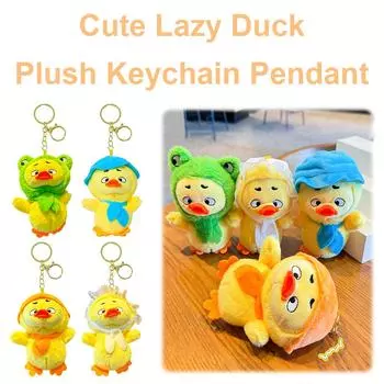 Cute Annoying Duck Plush Cartoon Yellow Duck Keychain Fluffy Animal Doll Keyring A