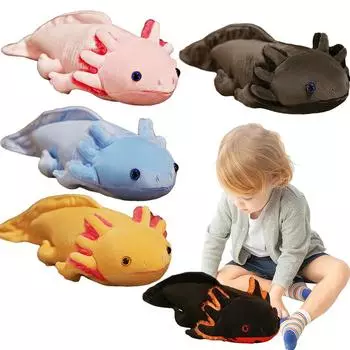 Cute Axolotl Stuffed Plush Toy 45cm Real Life Simulation Ambystoma Simulation Dinosaur Ambystoma Stuffed Doll Birthday Gift Toy розовый