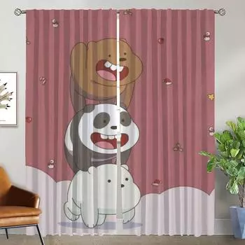 Cute Baer Partition Blackout Curtain for Room 2 Panel Curtains for Bedroom Home Interior Curtains Halloween Decoration Shades W50xH70cmx2pcs-CL