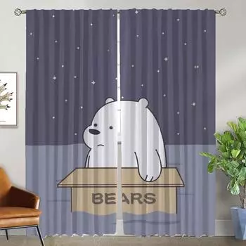 Cute Baer Shades Elegant Room Curtains 2 Pieces Modern Living Room Curtains for Camera Tulle for Bedroom Blackout Curtain Child W50xH70cmx2pcs-CL