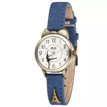 Cute ballet dancer fq234 blue leather belt student kids watch women s watch, women s синий