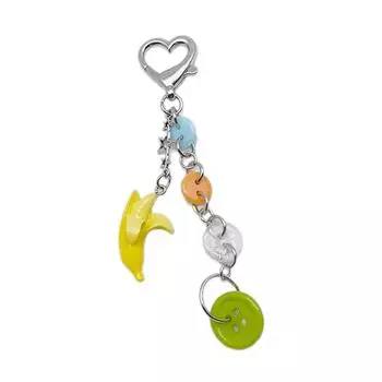 Cute Banana Apple Button Keychain Pendant Lovely Hanging Decorations Keyring Charm for Purse Bag Backpack Handbag 2