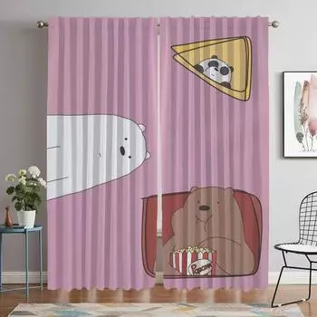 Cute Bare Modern Living Room Curtains for Camera Partition Anti-mosquito Curtains 2 Pieces Window Curtain Halloween Decoration W50xH70cmx2pcs-CL