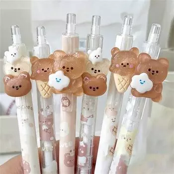 Cute Bear Automatic Pencil Press Pen Writing Pencils Office Supplies Mechanical Pencil Stationery Brown 1pc