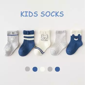 Cute Bear Baby Socks Autumn Winter Warm Cotton Short Sock for Infant Boy Girl Korean Cartoon Print Kids Mid Tube Socks 0-1Y