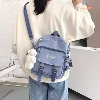 Милый медведь холст милый девушка ежедневный многофункциональный студенческий нишевый рюкзак чёрный