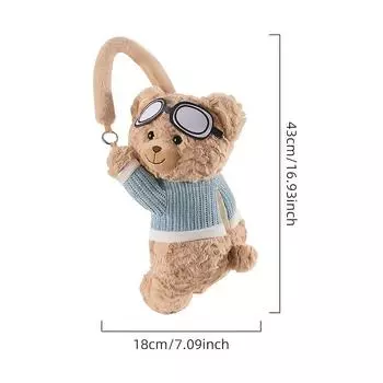 Cute Bear Car Seat Back Tissue Holder Soft Plush Cartoon Design Multi-Functional Hanging Storage Cute Bear