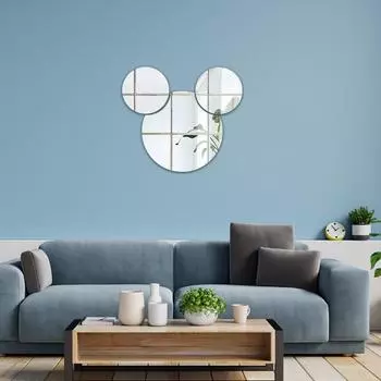 Cute bear head mirror acrylic three-dimensional 3D wall sticker self-adhesive decorative bathroom children s room bedroom sticker