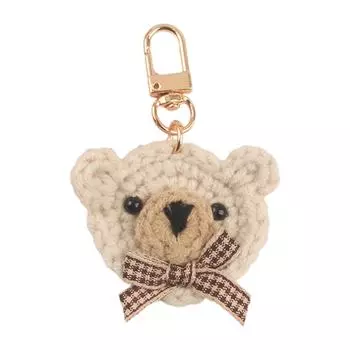 Cute Bear Keychain Handmade Knitted Animal Keyrings Wool Woven Bowtie Bear Keychains Party Favors for Handbag Purses Bag 2