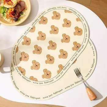 Милый медведь кожаный коврик теплоизоляционный коврик высококачественный кофейный коврик для еды в западном стиле водонепроницаемый офисный коврик для рабочего стола 30*45cm