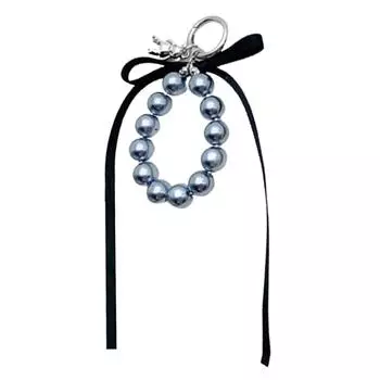 Cute Bear Pendant Keychain Adornment Trendy Bear Charm with Bowknot Ribbon Keychain Elegant Bag Hanging Accessory чёрный