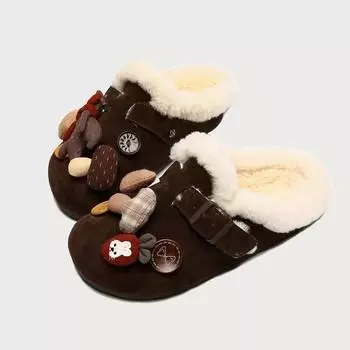 Cute bear plush bag head slippers women wear winter ugly cute one pedal today s popular half drag 35