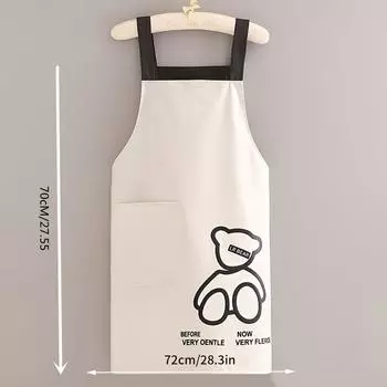 Cute Bear Print Waterproof And Oil-Proof Apron Cooking Apron Oil-Proof Waterproof Men Women Adult Waist Fashion Coffee Overalls OneSize