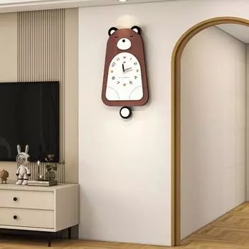 Милые настенные часы с медведем для гостиной, персонализированные, высококачественные, креативные, настенные часы для входа в дом, фоновые декоративные часы с росписью
