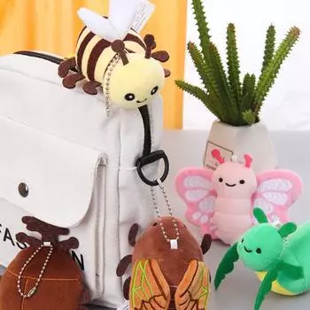 Cute Beetle Pendant Ladybird Plush Insect Pendant Cartoon Bee Keychain Backpack Decor Style C