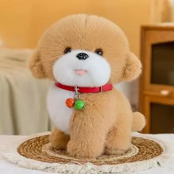 Cute Bell Puppy Doll Plush Toy Throw Pillow Children S Birthday Gift Simulation Teddy Dog Rag Doll 24 cm (0.18kg) коричневый