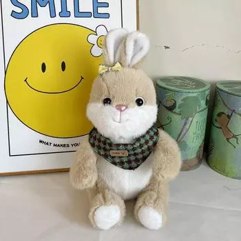 Cute Bib Bear Doll Plush Toy Soothing Pillow Grab Machine Rag Doll Birthday Gift Girl 25cm