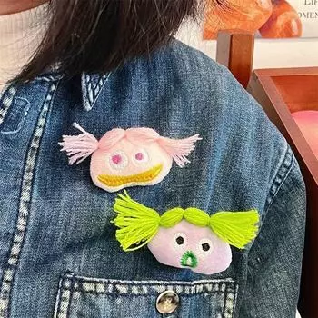 Cute Big Eyes Plush Brooch Cartoon Sausage Mouth Badge Fashion Funny Big Mouth Pin Couple розовый