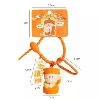Cute Bodhisattva Bless Pendant Scratching Head Sweat Monk Figure Key Chain Put The Palms Together Sunglasses Monk Doll Keychain