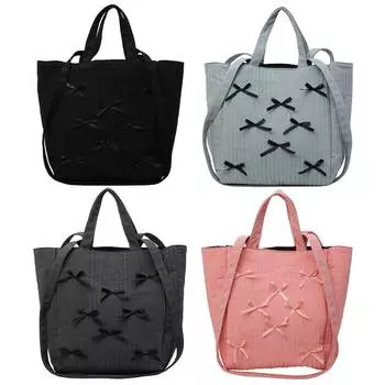 Cute Bow Tie Design Tote Bag with Zipper Trendy Crossbody Bag Hobo Bag for Women чёрный