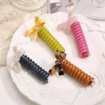 Cute Bow Tie Headband Hair Ring Head Rope Fashion Headwear For Girl Sweet Rubber Band Hair Accessories розовый