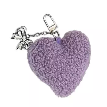 Cute Bowknot Plush Heart Keychain Pendant Lovely Plush Hanging Decorations Keyring Charm for Purse Bag Backpack Handbag фиолетовый