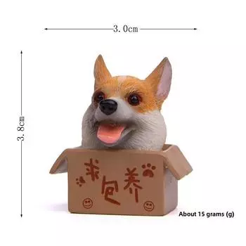 Cute Box Cartoon Corgi Husky Shepherd Dog Mini Model Ornament Decoration Desktop StyleA