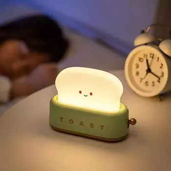 Cute Bread Lamp Bread Machine Night Light Indoor Night Ligh Toast LED Lamp Soft Light Eye Protection USB Rechargeable Lamp Gift USB Plug жёлтый