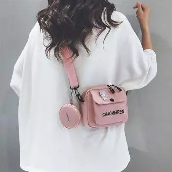 Cute Canvas Small Bag Female 2025 New Arrival Casual Easiest for Match Niche Style Mobile Phone Bag Student Kids Cartoon Crossbody Bag Pink
