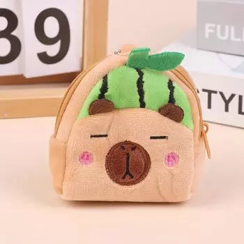 Cute Capybara Plush Wallet Cartoon Animal Coin Purse Portable Money Changer Pouch Earphone Storage Bag Birthday Gifts