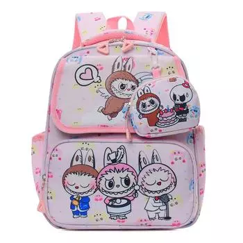 Cute Capybara Printed Large Capacity Student Backpack For Outgoing School Pink