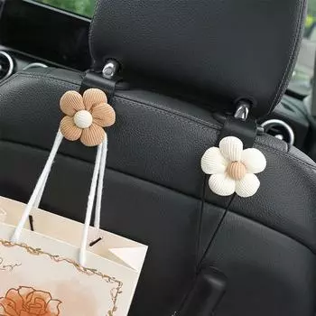 Cute Car Hook Seat Back Storage Clip Car Interior Floret Decorative Hooks Organizer Hanger For Auto Accessories E7K5 бежевый