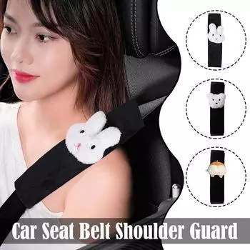 Cute Car Seat Belt Shoulder Cover Rabbit/Bear/Corgi Plush Universal Extended In-car Creative Win Ornaments One-piece Comfor F9J4
