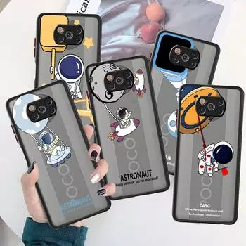 Cute Cartoon Astronaut Planet Case For Xiaomi Mi Poco X3 NFC M3 11 10 12 9T 11T 10T Pro Note 10 Lite Matte Hard Phone Covers Xiaomi Poco X3 NFC