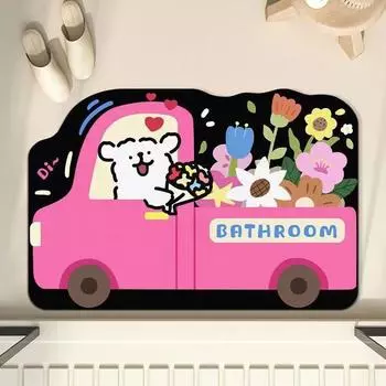 Cute Cartoon Bathroom Bathroom Toilet Entrance Bedroom Door Diatom Mud Absorbent Non-slip Quick Dry Floor Mat Carpet 40*60cm