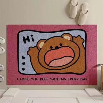 Cute Cartoon Bear Anti-slip PVC Welcome Entrance Doormat Floor Mat Entry Porch Hallway Entryway Home Decor Dust Removal Carpet 40x60cm