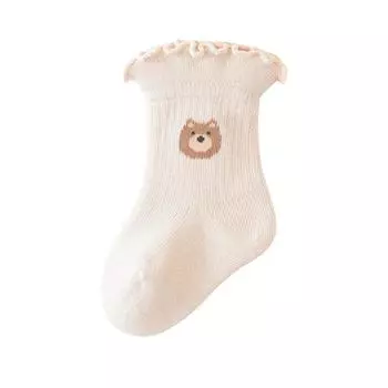 Cute Cartoon Bear Rabbit Baby Socks Spring Autumn Cotton Infant Toddler Ruffle Socks Casual Kids Mid Tube Socks 6-12M