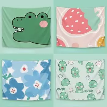 Милый мультяшный медведь клубника подвесная ткань украшение стены дома гобелен офис гостиная гобелен 100x75cm