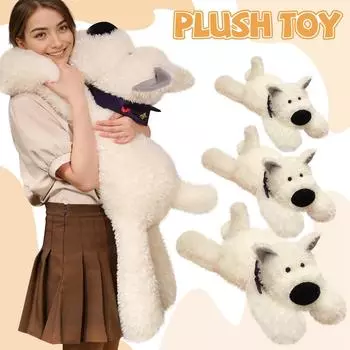 Cute Cartoon Big Nose Prone Square Scarf Puppy Plush Toy Doll Children Gift 50 белый