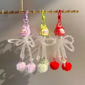 Cute Cartoon Bows Pendant Keychain Phone Lanyard Car Keyring Backpack Hangings Decoration синий