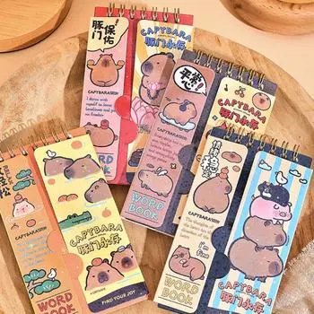 Милый мультфильм Capybara английский текстовый блокнот половина покрытия слова памяти студента мини портативный карманный экзаменационный блокнот слова 135x75mm