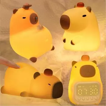 Cute Cartoon Capybara Night Light Rechargeable Silicone Nightlights For Party Birthday Gift Bedroom Bedside Decor Lighting